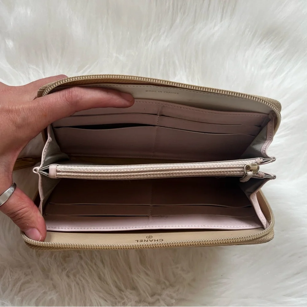 CHANEL Matelasse Gold Quilted Long Zip Around Wallet 31 Series